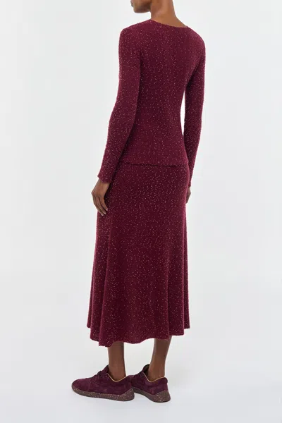 Gabriela Hearst Sabine Knit Midi Skirt In Bordeaux Beaded Cashmere Silk In Burgundy