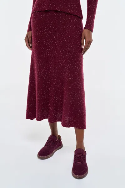Gabriela Hearst Sabine Knit Midi Skirt In Bordeaux Beaded Cashmere Silk In Burgundy