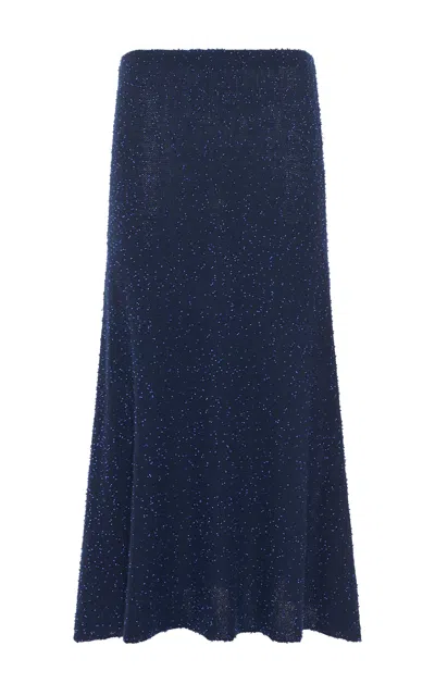 Gabriela Hearst Sabine Knit Midi Skirt In Electric Navy Beaded Cashmere Silk In Blue