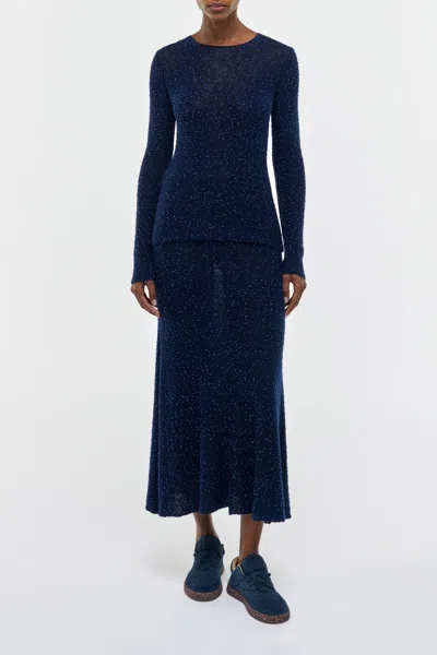 Gabriela Hearst Sabine Knit Midi Skirt In Electric Navy Beaded Cashmere Silk In Blue