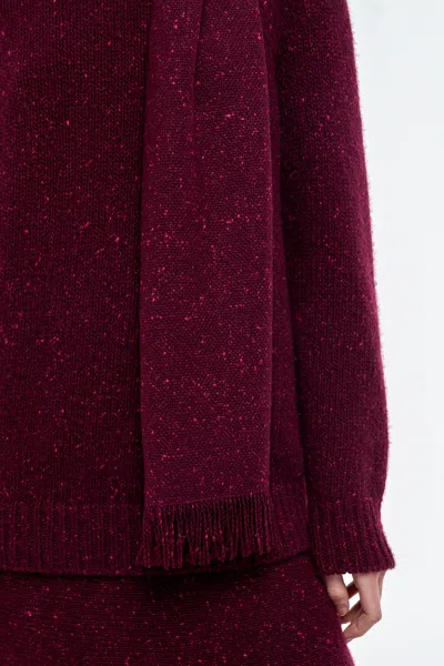 Gabriela Hearst Illumina Fringe Scarf In Bordeaux Speckled Cashmere In Burgundy