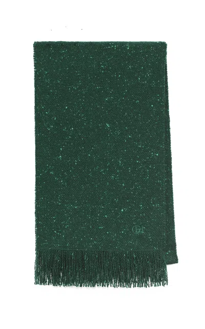 Gabriela Hearst Illumina Fringe Scarf In English Green Speckled Cashmere In Green