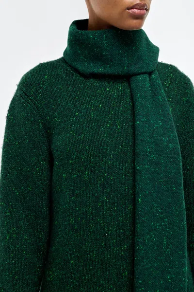 Gabriela Hearst Illumina Fringe Scarf In English Green Speckled Cashmere In Green