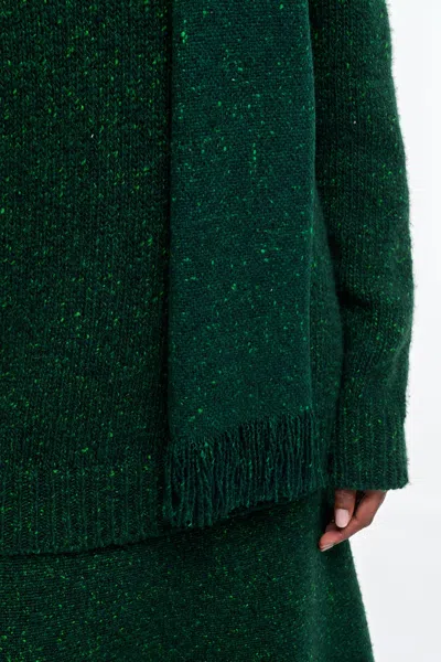 Gabriela Hearst Illumina Fringe Scarf In English Green Speckled Cashmere In Green
