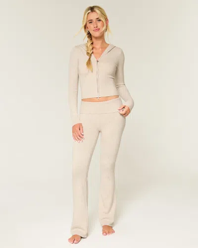 Gilly Hicks Sweater-knit Foldover Waist Boot Pants In Brown