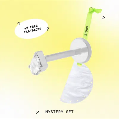 Studs Sparkle Flatbacks Mystery Set In Silver