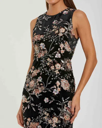 Mac Duggal 68958 Sequin Midi Floral Beaded Cocktail Dress In Multi