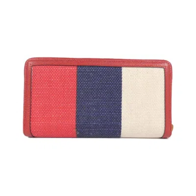 Pre-owned Gucci Blue Red Color White Long Wallet (bi-fold) ()