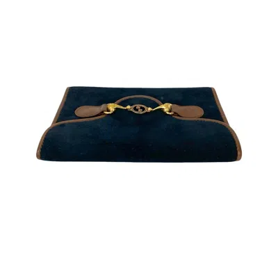 Pre-owned Gucci Brown Navy Suede Wallet (bi-fold) ()
