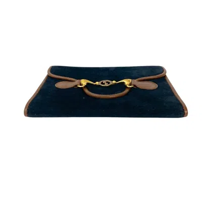 Pre-owned Gucci Brown Navy Suede Wallet (bi-fold) ()