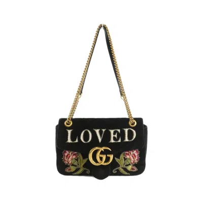 Pre-owned Gucci Gg Marmont Black Velvet Shoulder Bag ()