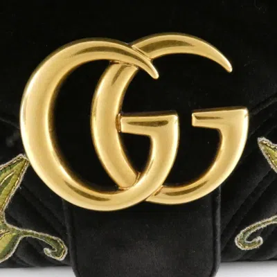 Pre-owned Gucci Gg Marmont Black Velvet Shoulder Bag ()