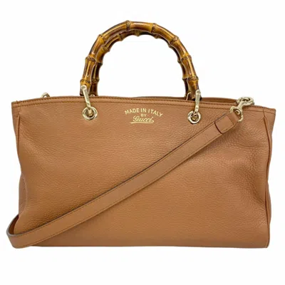 Pre-owned Gucci Light Brown Leather Tote Bag ()