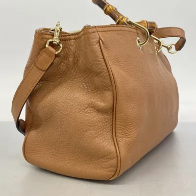 Pre-owned Gucci Light Brown Leather Tote Bag ()