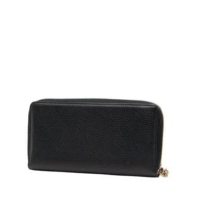 Pre-owned Gucci Navy Leather Long Wallet (bi-fold) () In Blue