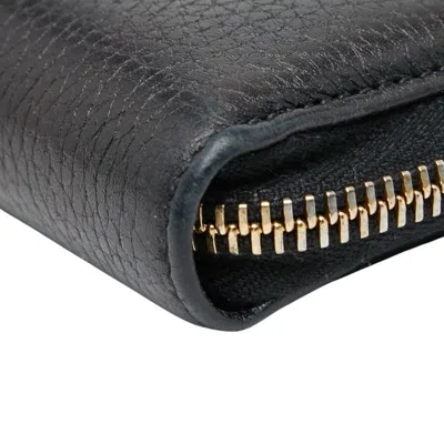 Pre-owned Gucci Navy Leather Long Wallet (bi-fold) () In Blue