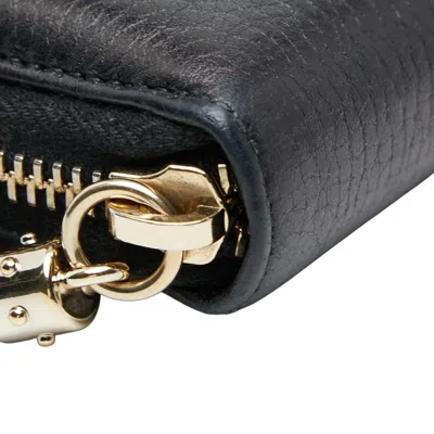 Pre-owned Gucci Navy Leather Long Wallet (bi-fold) () In Blue