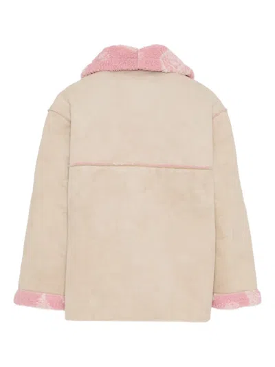 Mc2 Saint Barth Checkerboard Collar Coat In Neutral