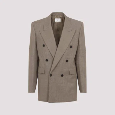 Saint Laurent Blazer Nude & Neutrals In Gray