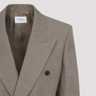 Saint Laurent Blazer Nude & Neutrals In Gray