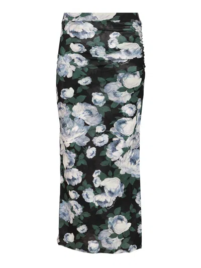 Stella Mccartney Bunch Of Roses Mesh Long Skirt Skirts Multicolor In Blue