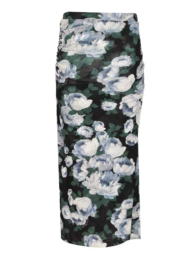 Stella Mccartney Bunch Of Roses Mesh Long Skirt Skirts Multicolor In Blue