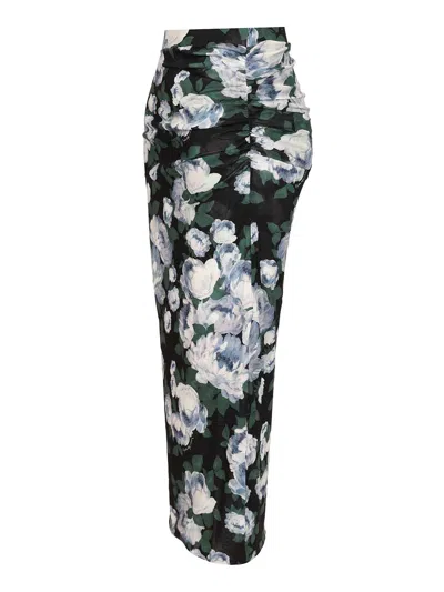 Stella Mccartney Bunch Of Roses Mesh Long Skirt Skirts Multicolor In Blue