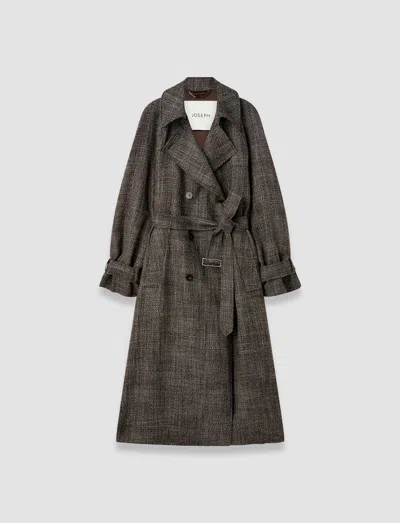Joseph Laurin Textured Tailoring Wool Coat In Brown