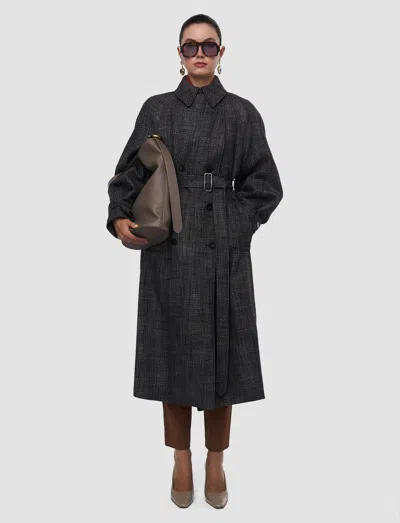 Joseph Laurin Textured Tailoring Wool Coat In Brown