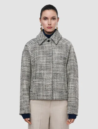 Joseph Geroux Crosshatch Virgin Wool Coat In Gray
