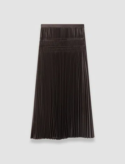 Joseph Hayes Pleated Woven Skirt In Brown