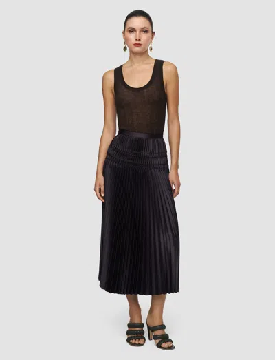 Joseph Hayes Pleated Woven Skirt In Brown