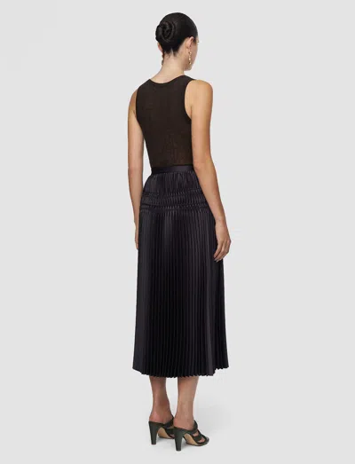 Joseph Hayes Pleated Woven Skirt In Brown