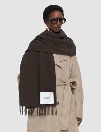 Joseph Flora Waffle Wool Scarf In Brown