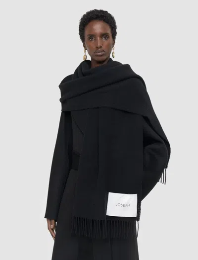 Joseph Flora Waffle Wool Scarf In Black
