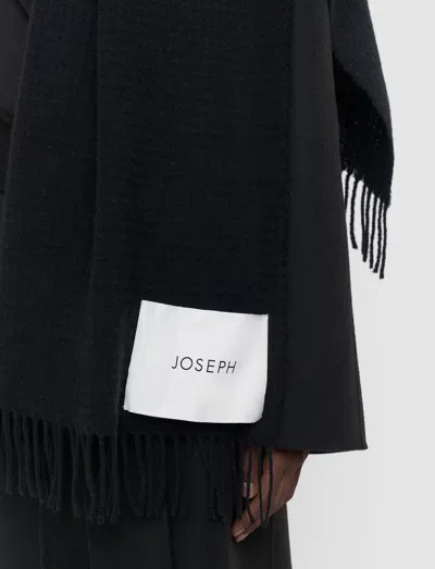 Joseph Flora Waffle Wool Scarf In Black