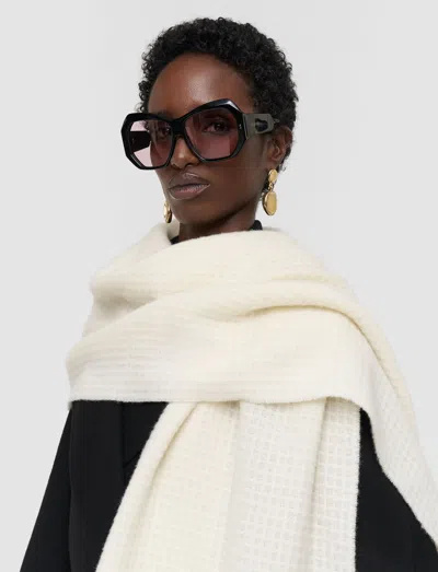 Joseph Flora Waffle Wool Scarf In White