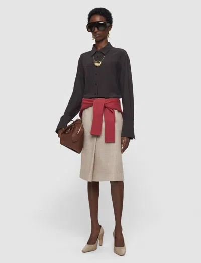 Joseph Joe Crepe De Chine Silk Blouse In Brown