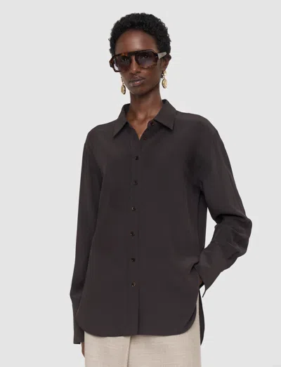 Joseph Joe Crepe De Chine Silk Blouse In Brown