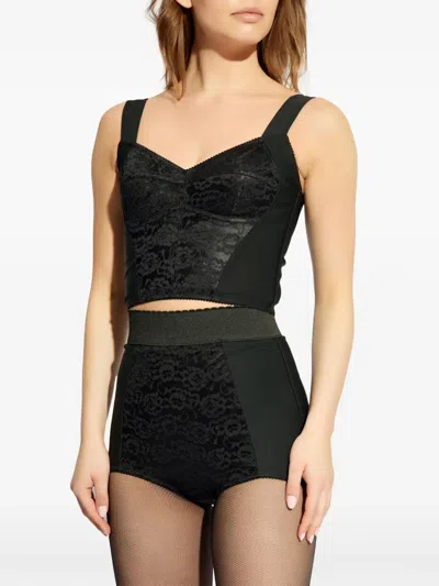 Dolce & Gabbana Corset With Lace Edge In Black