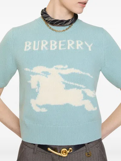 Burberry Ekd Wool And Cashmere Sweater In Blue