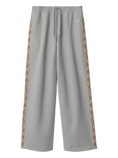 Burberry Cotton Sweatpants Elastic Waistband Side Stripes In Gray