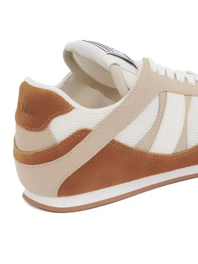Chloé Kick Brown And White Sneakers In Mesh And Leather In Multi