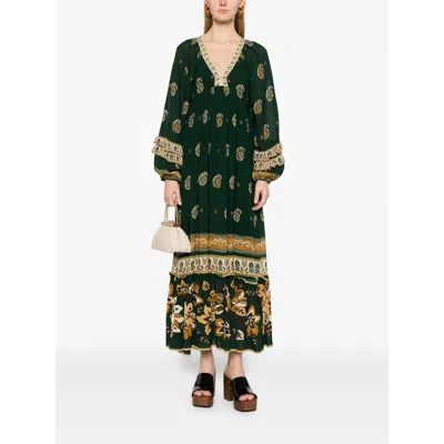 Farm Rio Ayla Long-sleeve V-neck Maxi Dress In Black