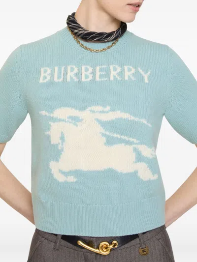Burberry Ekd Wool And Cashmere Sweater In Blue