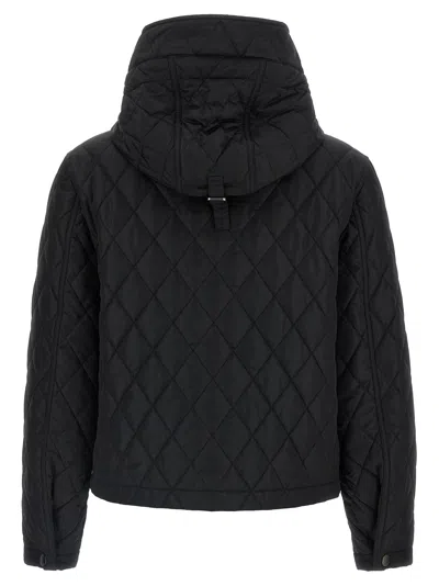 Burberry Black Cropped Quilted Jacket Women In Black