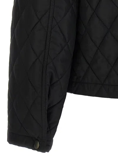 Burberry Black Cropped Quilted Jacket Women In Black
