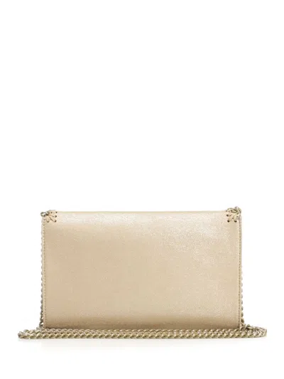 Stella Mccartney Falabella Wallet W/ Chain Bag Eco Shiny Dotted Chamois W/tonal Chain - Airlite Crossbody Bags Gold In Gold