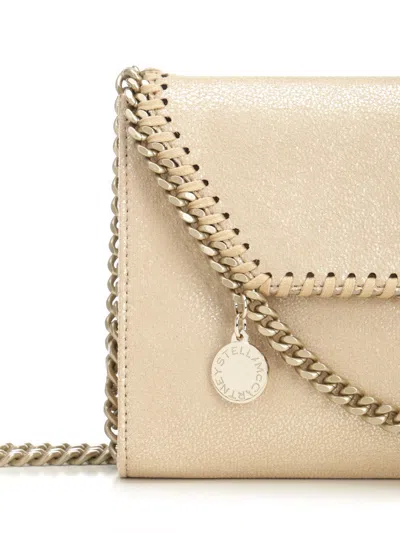 Stella Mccartney Falabella Wallet W/ Chain Bag Eco Shiny Dotted Chamois W/tonal Chain - Airlite Crossbody Bags Gold In Gold