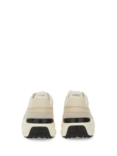 Tod's Low Top Leather Sneakers With Contrast Sole In White